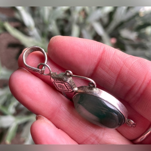 🍁Boho green agate silver pendant - Picture 3 of 5